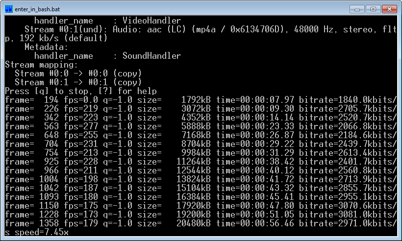 ffmpeg индикация процесса